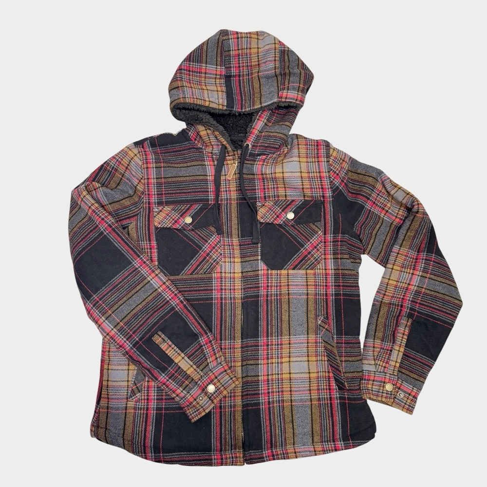 Legendary Whitetails Woodland Berber Shirt Jacket Licorice Root Plaid Women Med